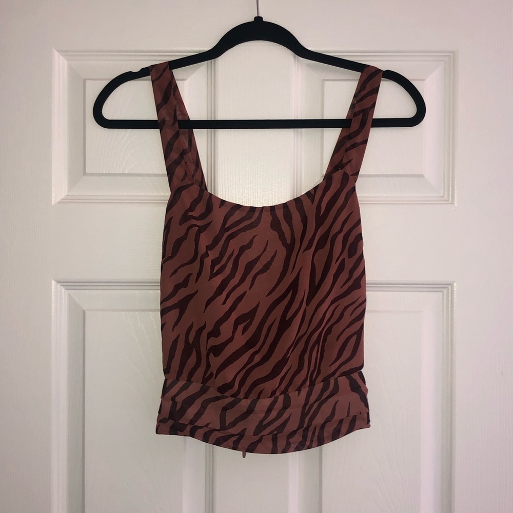 ASTR the Label Animal Print Cross-back Blouse